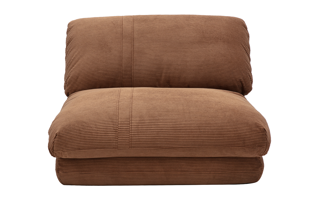 Chauffeuse 1 place convertible en tissu velours ctel terre brle SPENCER