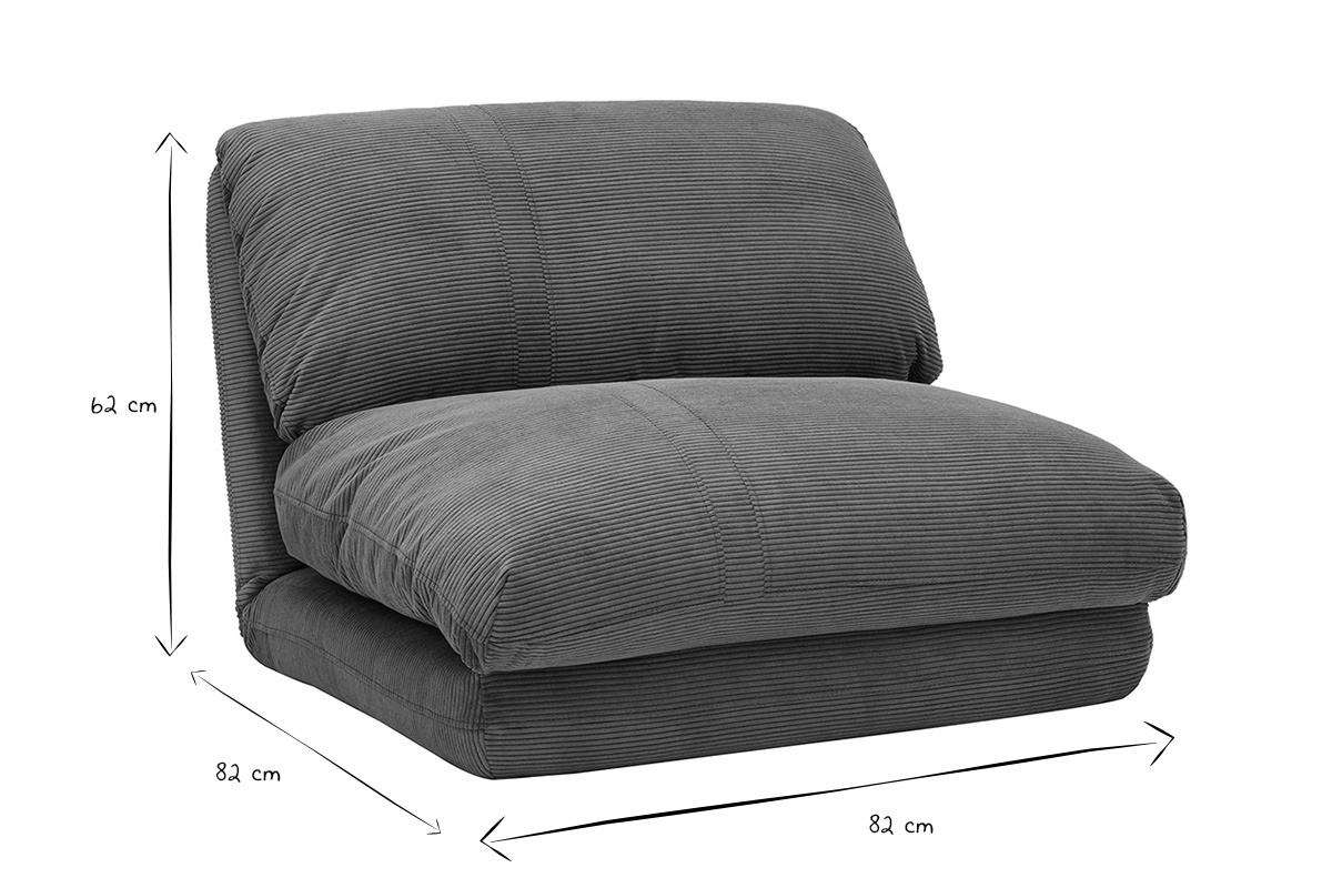 Chauffeuse 1 place convertible en tissu velours ctel terre brle SPENCER