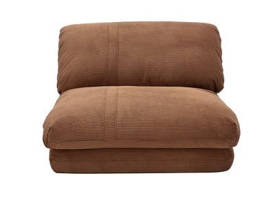 Chauffeuse 1 place convertible en tissu velours côtelé terre brûlée SPENCER