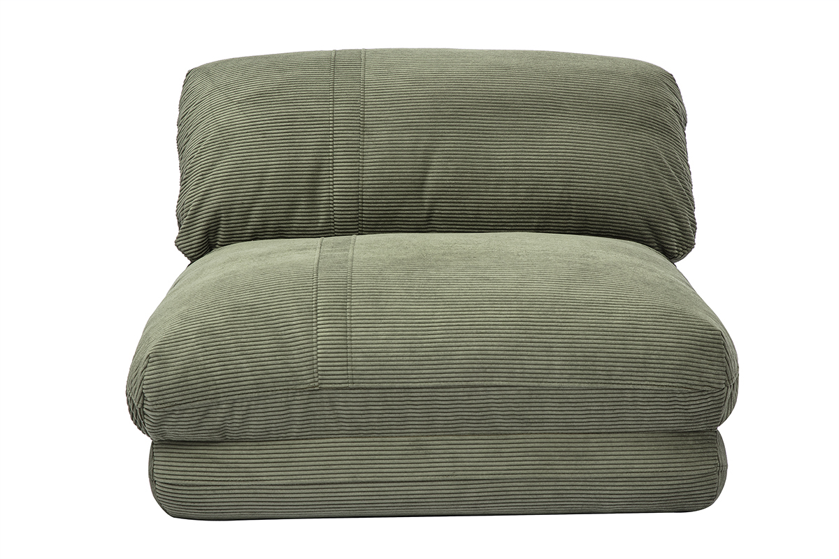 Chauffeuse 1 place convertible en tissu velours ctel vert kaki SPENCER