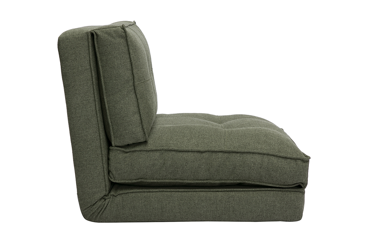 Chauffeuse 1 place convertible en tissu vert kaki SALLY