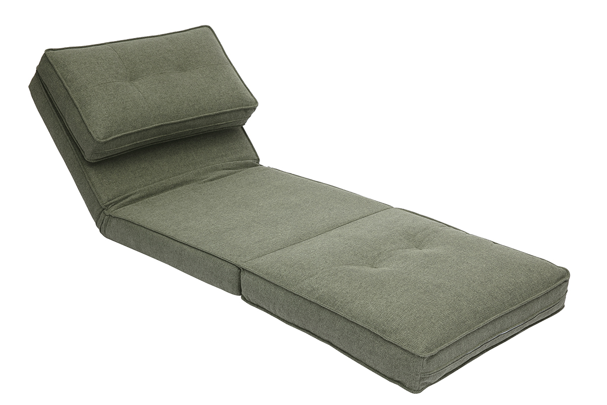 Chauffeuse 1 place convertible en tissu vert kaki SALLY