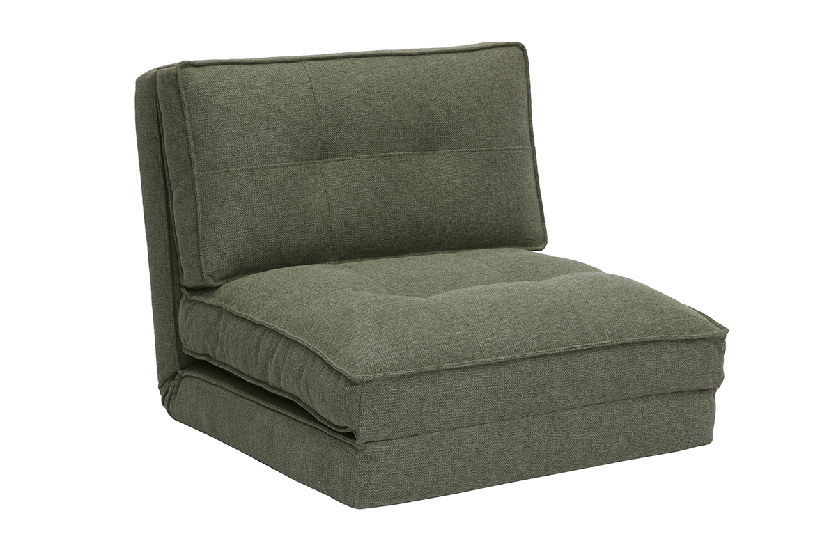 Chauffeuse 1 place convertible en tissu vert kaki SALLY