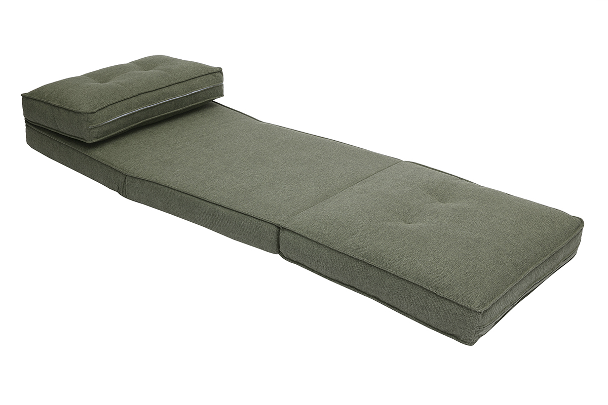 Chauffeuse 1 place convertible en tissu vert kaki SALLY