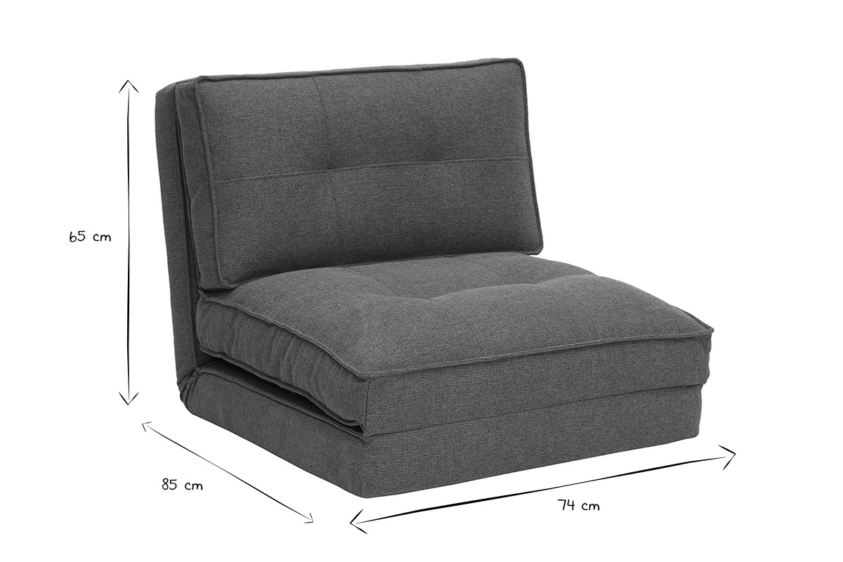Chauffeuse 1 place convertible en tissu vert kaki SALLY