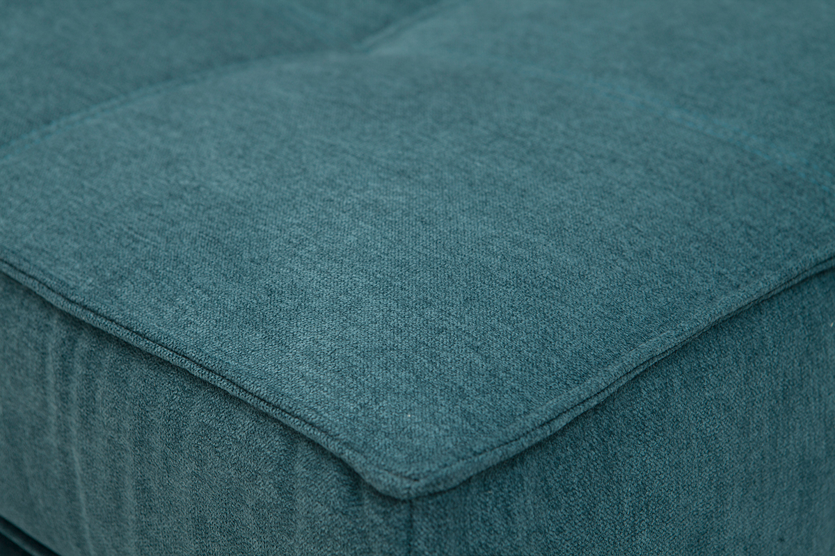 Chauffeuse convertible 1 place en tissu effet velours bleu p�trole KATY