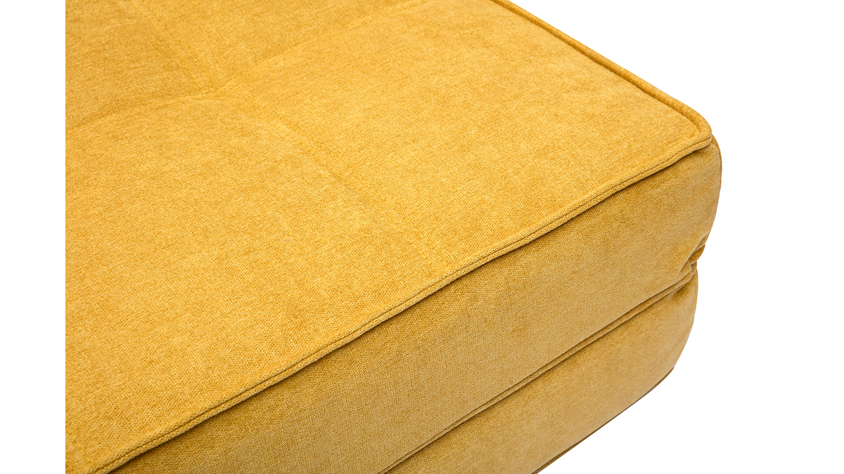 Chauffeuse convertible 2 places en tissu effet velours jaune moutarde KATY