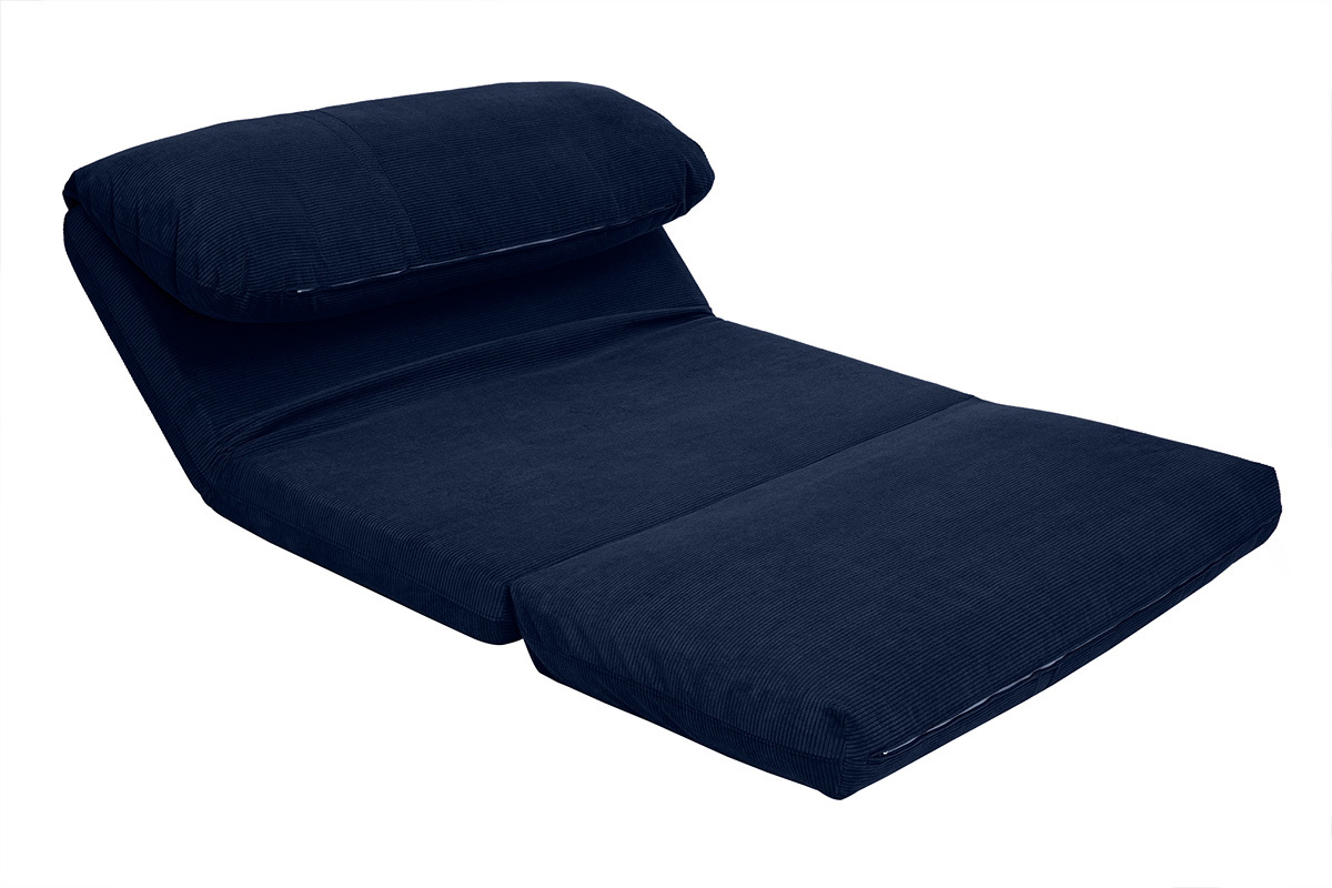 Chauffeuse convertible 2 places en tissu velours ctel bleu fonc SPENCER