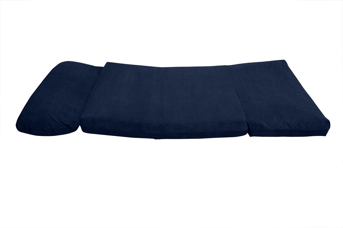 Chauffeuse convertible 2 places en tissu velours ctel bleu fonc SPENCER