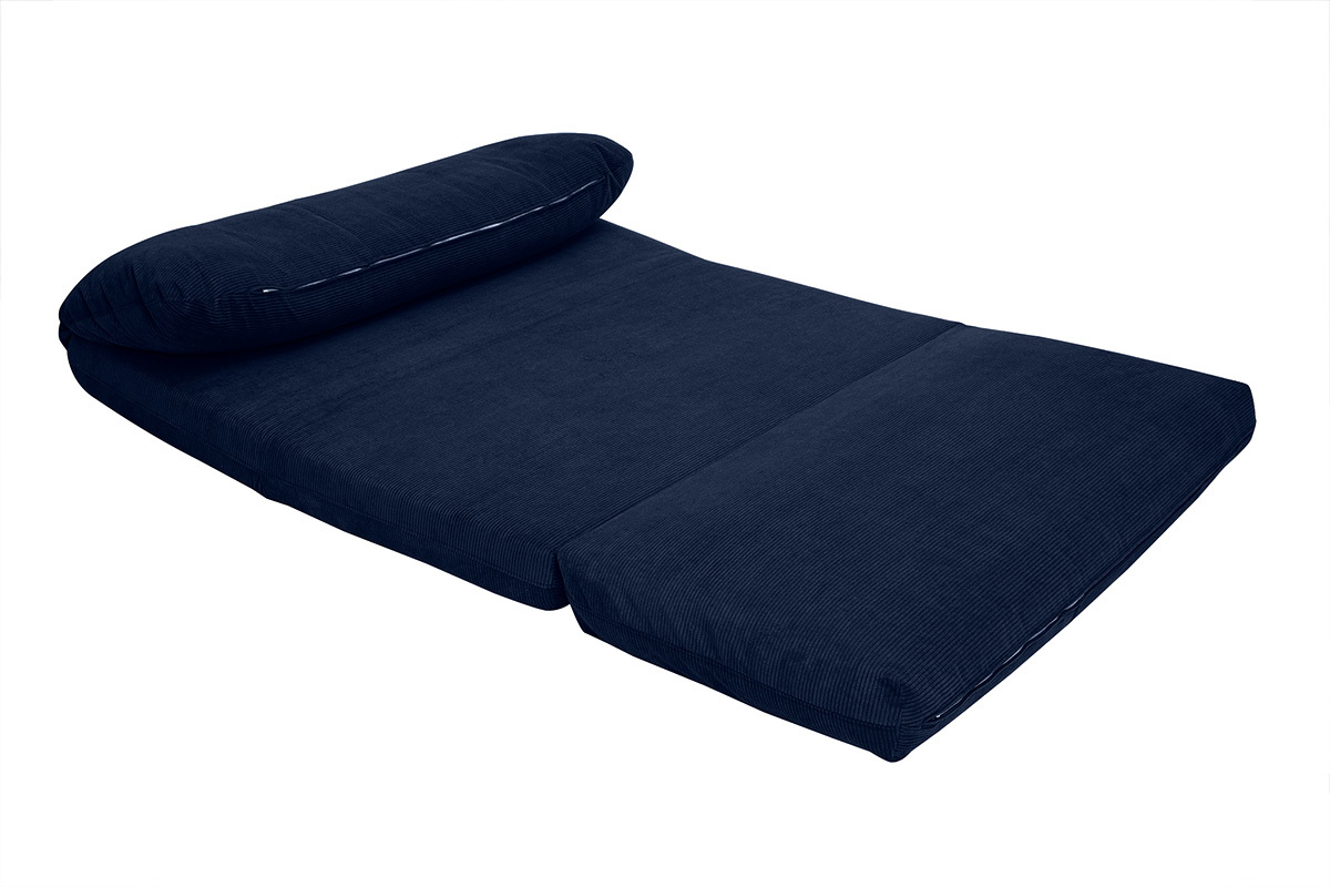Chauffeuse convertible 2 places en tissu velours ctel bleu fonc SPENCER