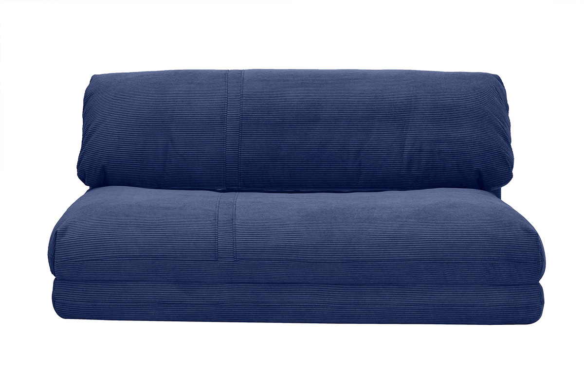 Chauffeuse convertible 2 places en tissu velours ctel bleu fonc SPENCER