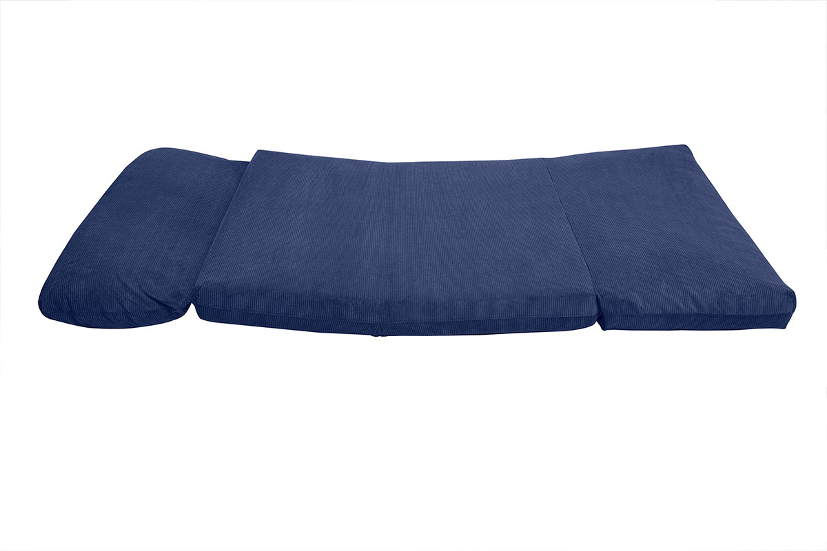 Chauffeuse convertible 2 places en tissu velours ctel bleu fonc SPENCER