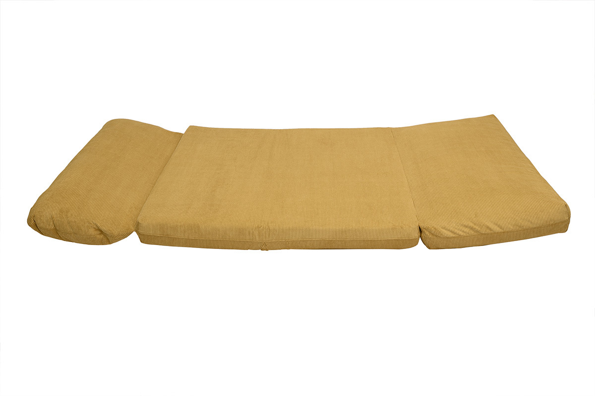 Chauffeuse convertible 2 places en tissu velours ctel jaune curry SPENCER