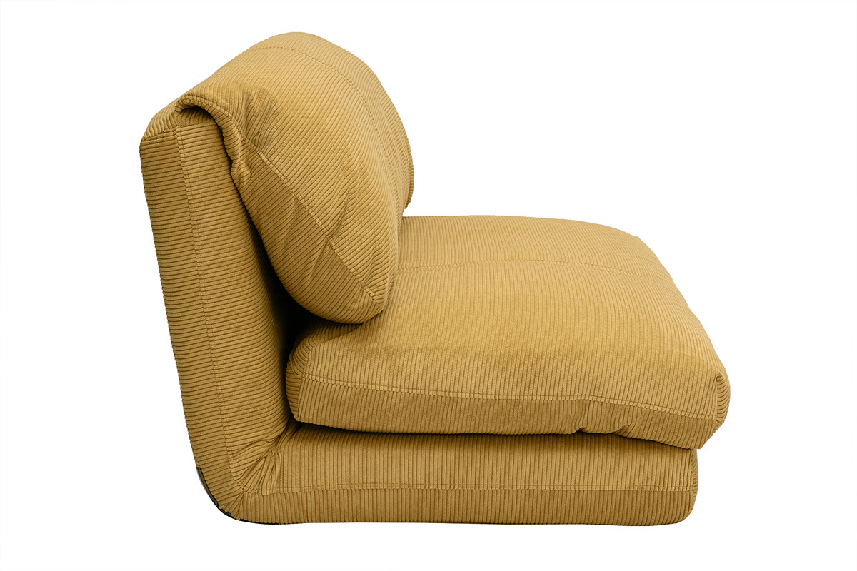 Chauffeuse convertible 2 places en tissu velours ctel jaune curry SPENCER