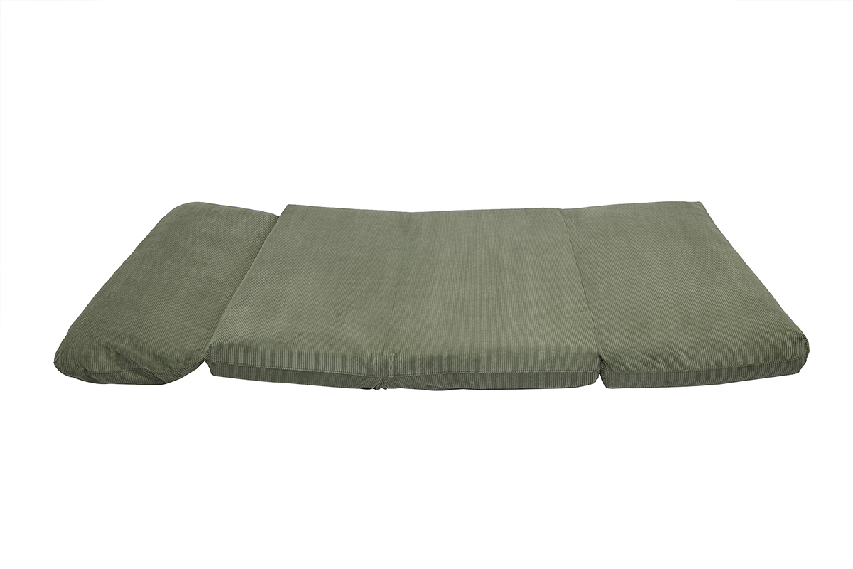 Chauffeuse convertible 2 places en tissu velours ctel vert kaki SPENCER