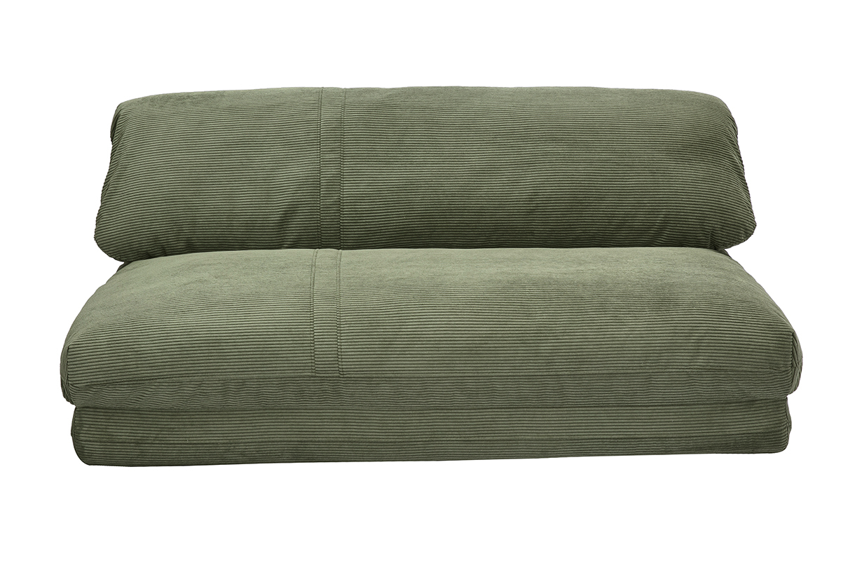 Chauffeuse convertible 2 places en tissu velours ctel vert kaki SPENCER