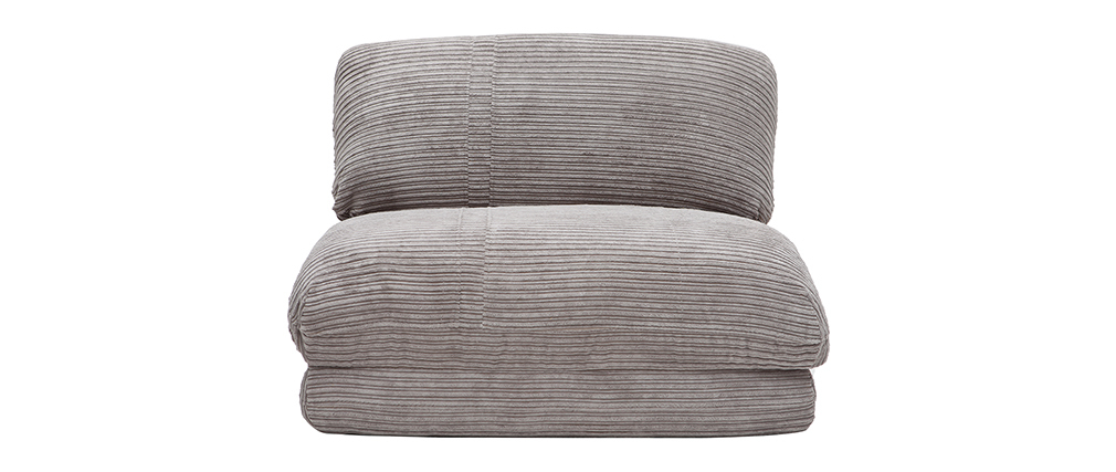 Chauffeuse convertible d�houssable en velours c�tel� gris clair SPENCER