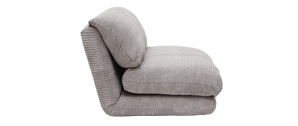 Chauffeuse convertible d�houssable en velours c�tel� gris clair SPENCER