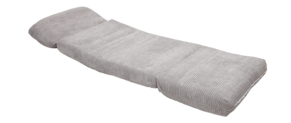 Chauffeuse convertible d�houssable en velours c�tel� gris clair SPENCER