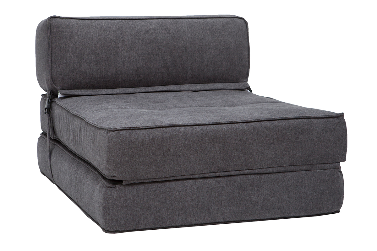 Chauffeuse convertible design effet velours gris fonc� KATY