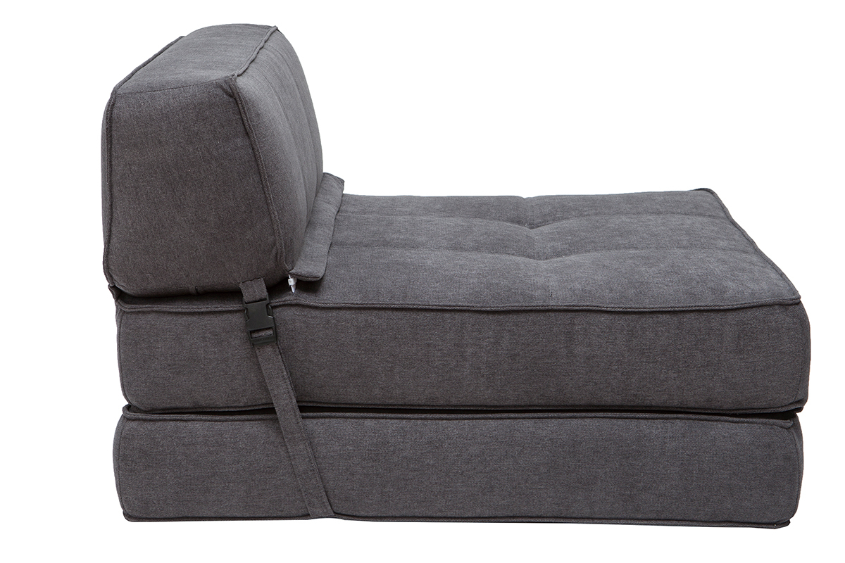 Chauffeuse convertible design effet velours gris fonc� KATY