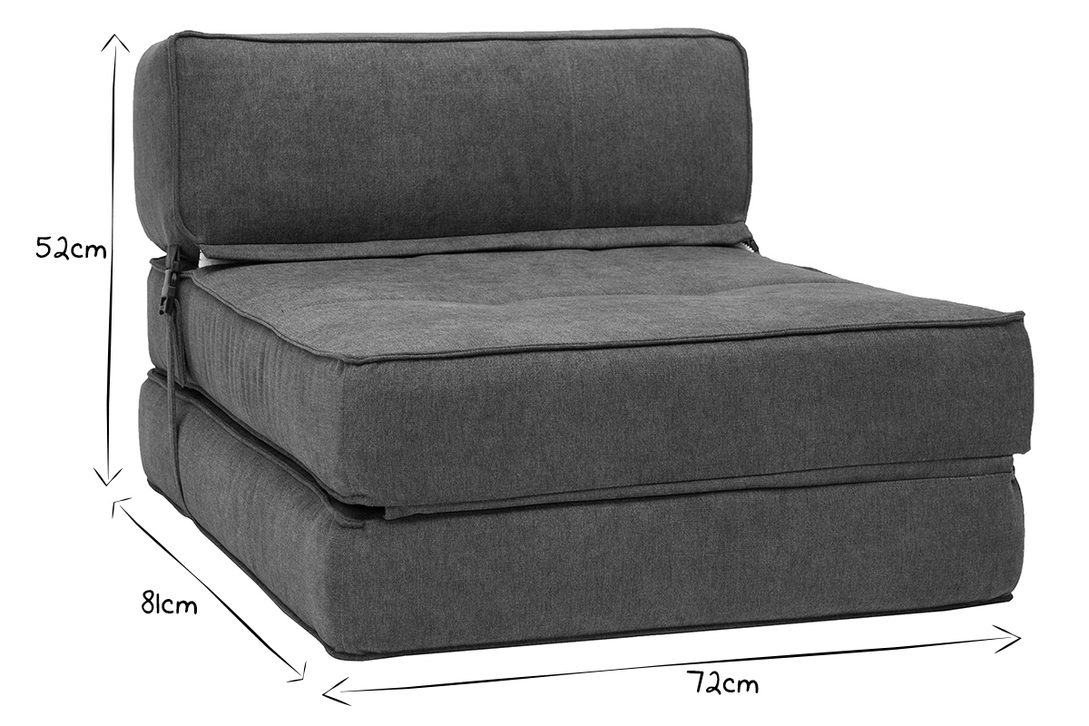 Chauffeuse convertible design effet velours gris fonc� KATY