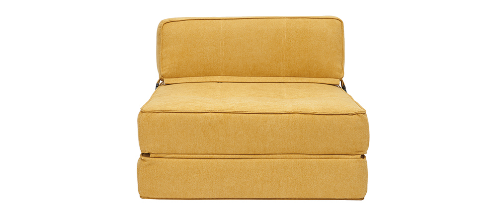 Chauffeuse convertible design effet velours moutarde KATY