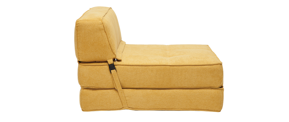 Chauffeuse convertible design effet velours moutarde KATY