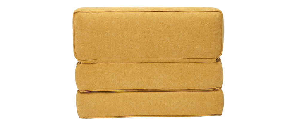 Chauffeuse convertible design effet velours moutarde KATY