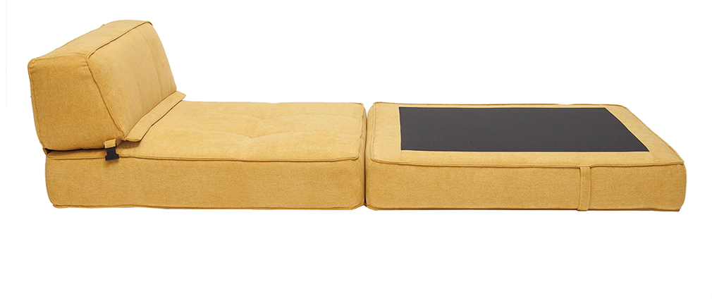 Chauffeuse convertible design effet velours moutarde KATY