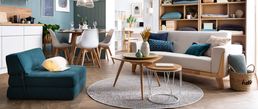 Chauffeuse convertible design effet velours moutarde KATY