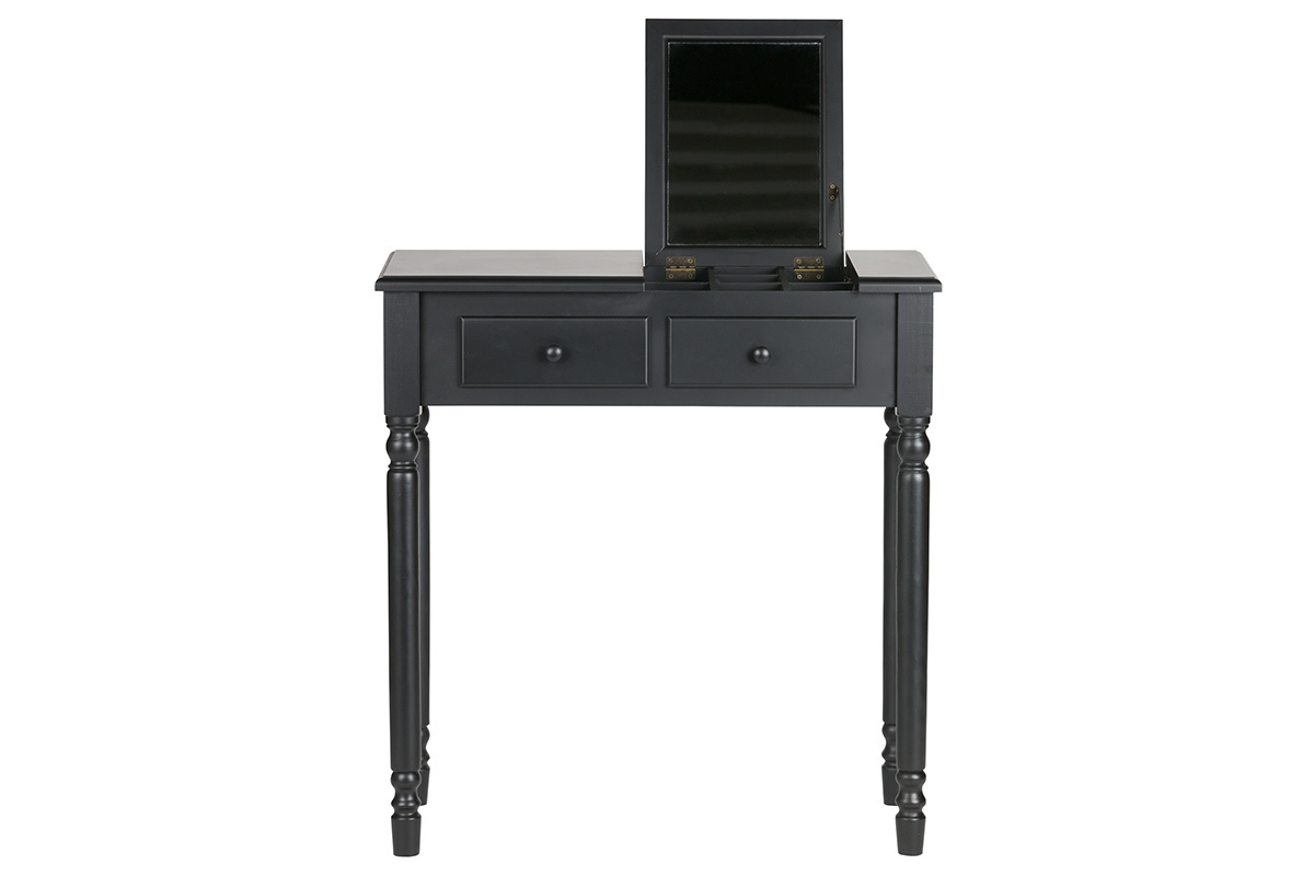 Coiffeuse baroque en bois noir avec miroir MAON