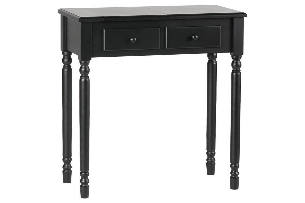 Coiffeuse baroque en bois noir avec miroir MAON