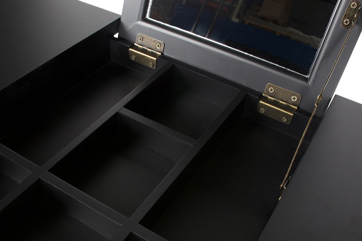 Coiffeuse baroque en bois noir avec miroir MAON