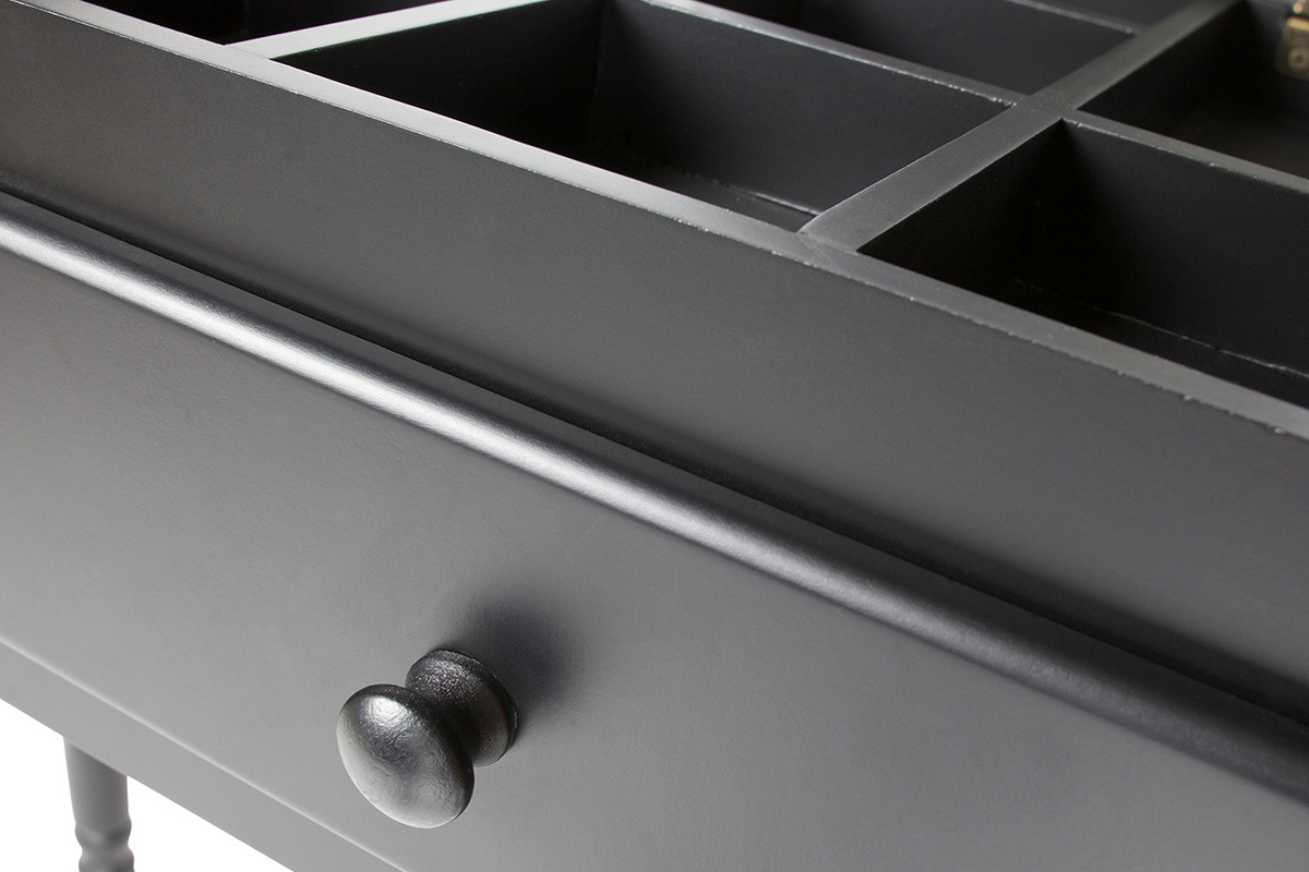 Coiffeuse baroque en bois noir avec miroir MAON