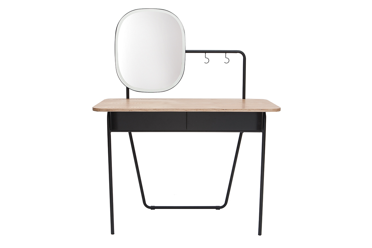 Coiffeuse vintage avec miroir mtal et frne CAVAL