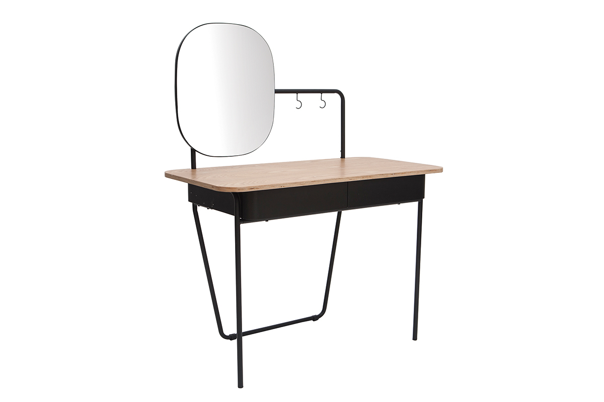 Coiffeuse vintage avec miroir mtal et frne CAVAL