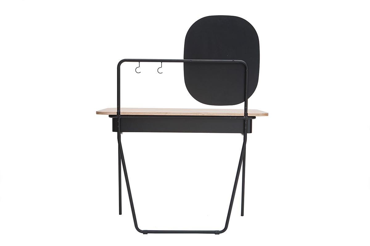 Coiffeuse vintage avec miroir mtal et frne CAVAL