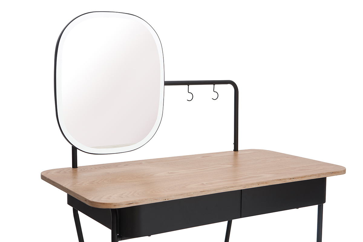 Coiffeuse vintage avec miroir mtal et frne CAVAL