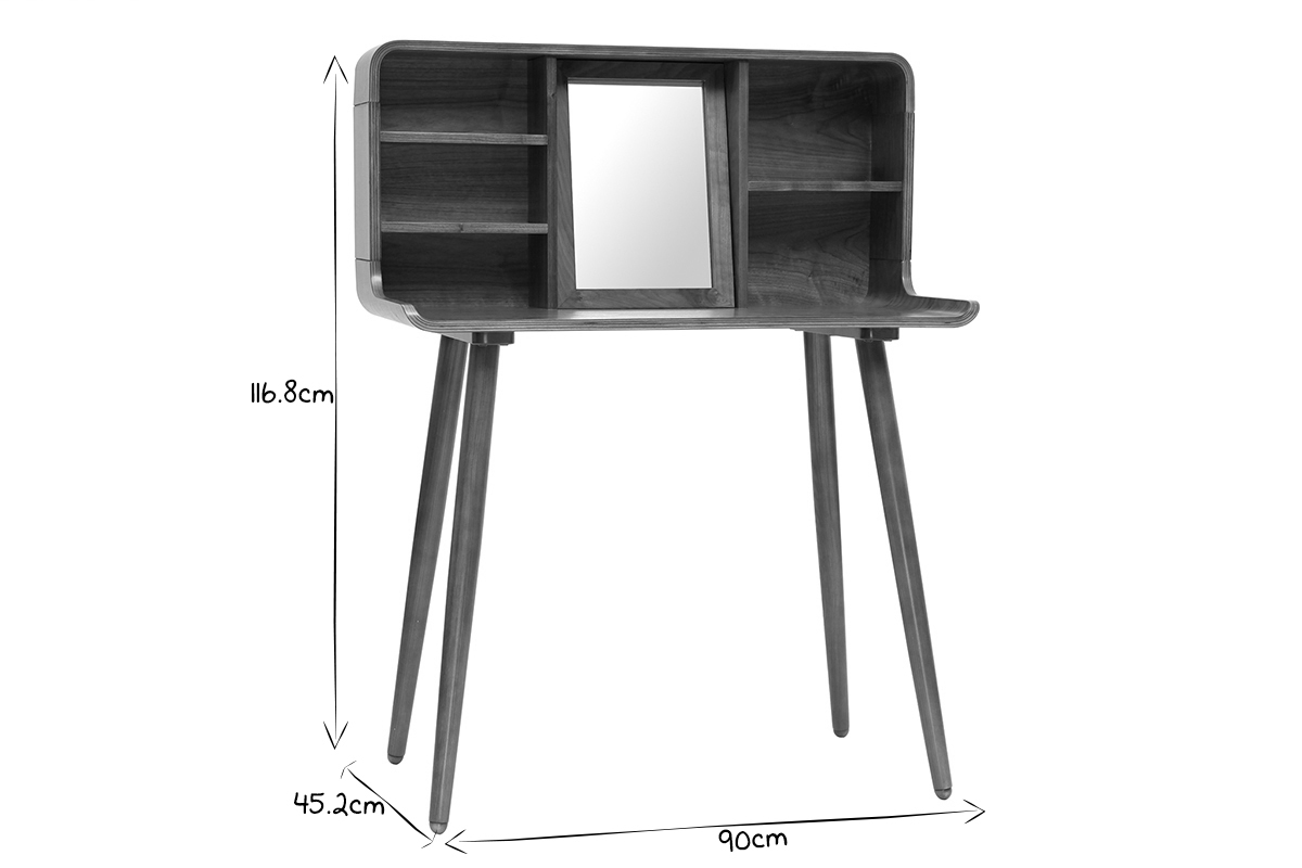 Coiffeuse vintage bois noyer HALLEN