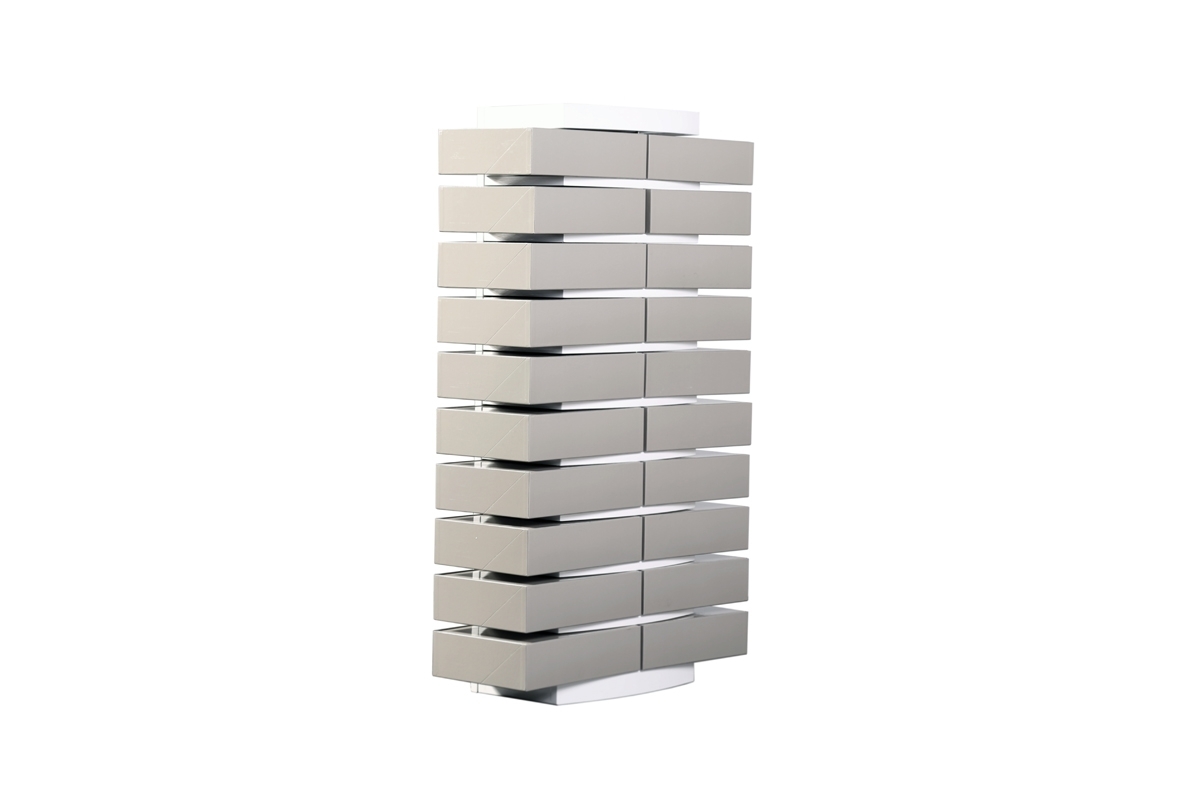 Colonne cartonnier blanc design et ses 20 bo�tes de classement gris clair - SAMOURAI