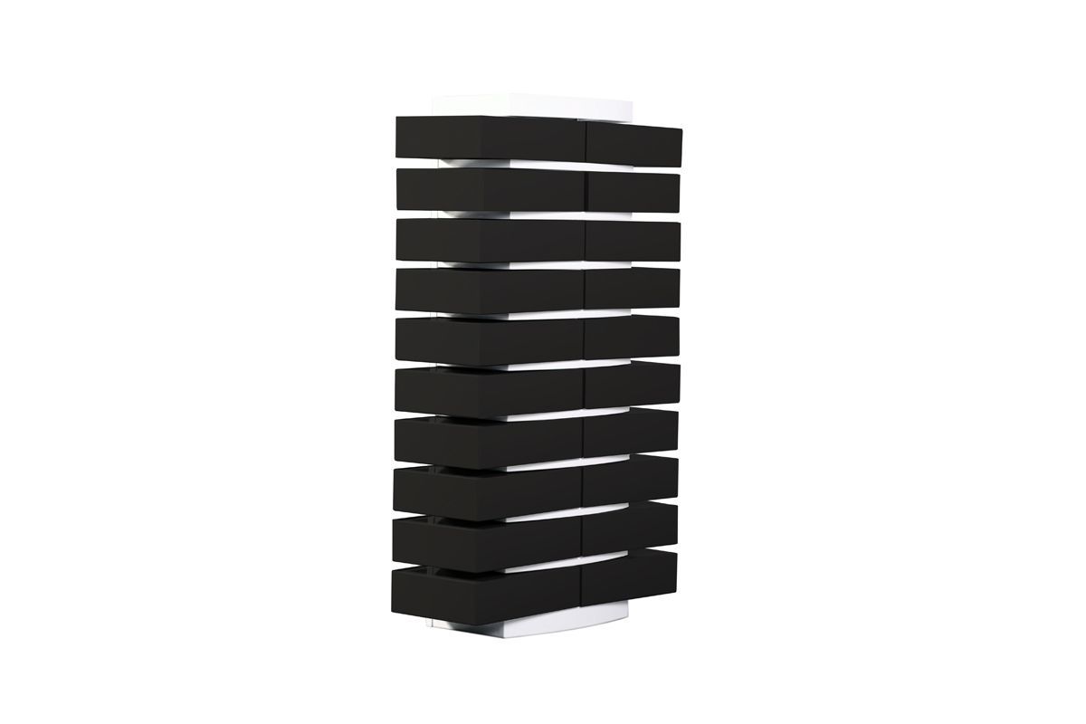 Colonne cartonnier blanc design et ses 20 bo�tes de classement noires SAMOURAI