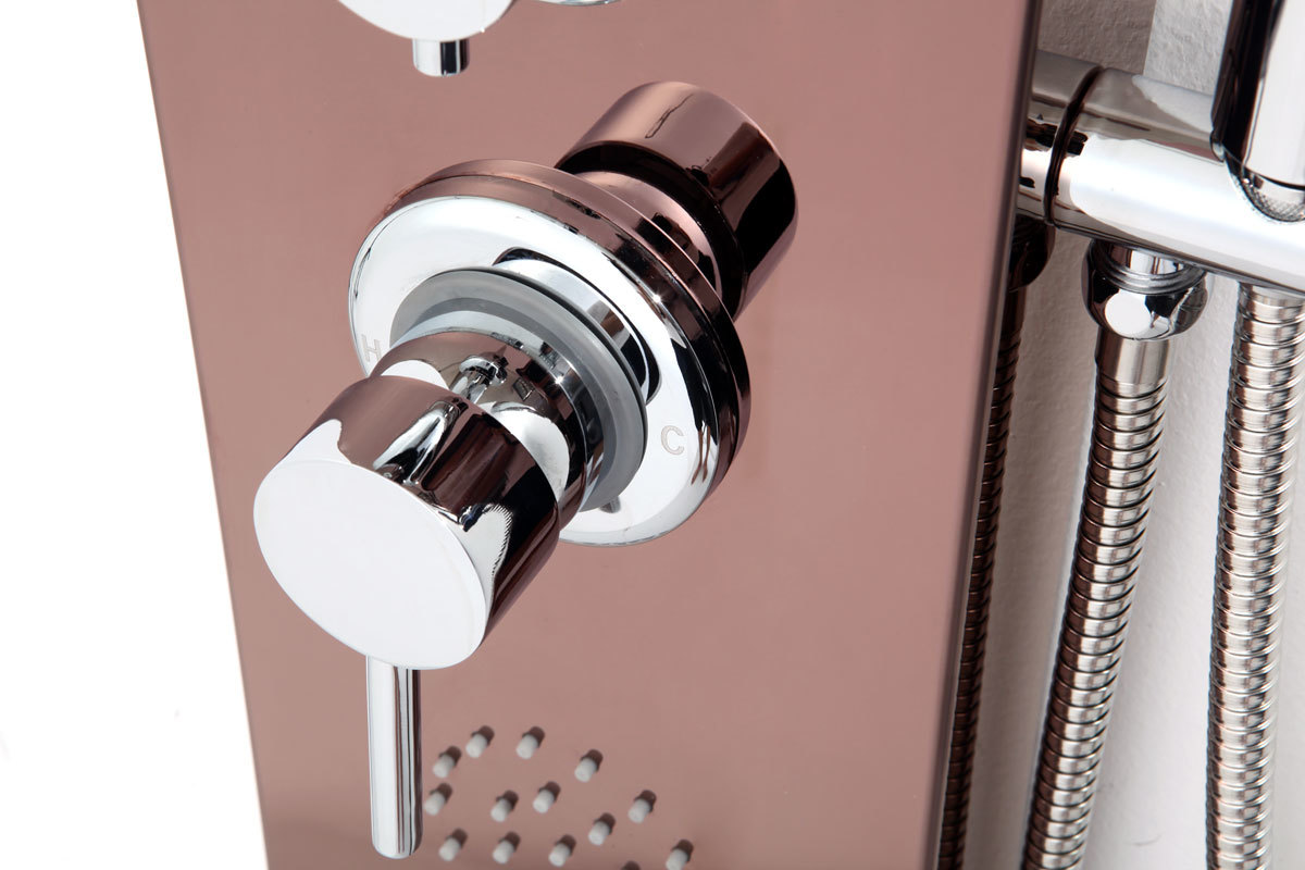 Colonne de douche hydromassante rose cuivr� SAVANNAH