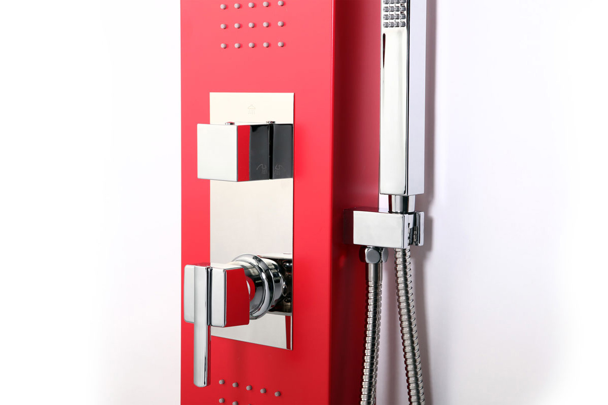 Colonne de douche hydromassante rouge TRENDY