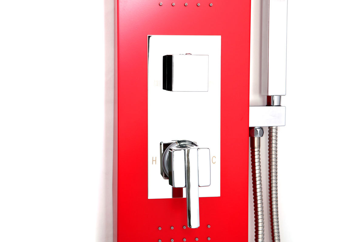 Colonne de douche hydromassante rouge TRENDY