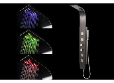 Colonne de douche thermostatique gris foncé éclairage LED SANAGA - Colonne de douche thermostatique gris foncé éclairage LED SANAGA
