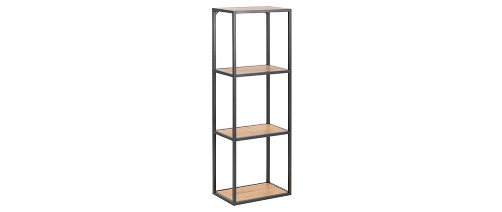 Colonne murale industrielle m�tal et bois H108 cm TRESCA