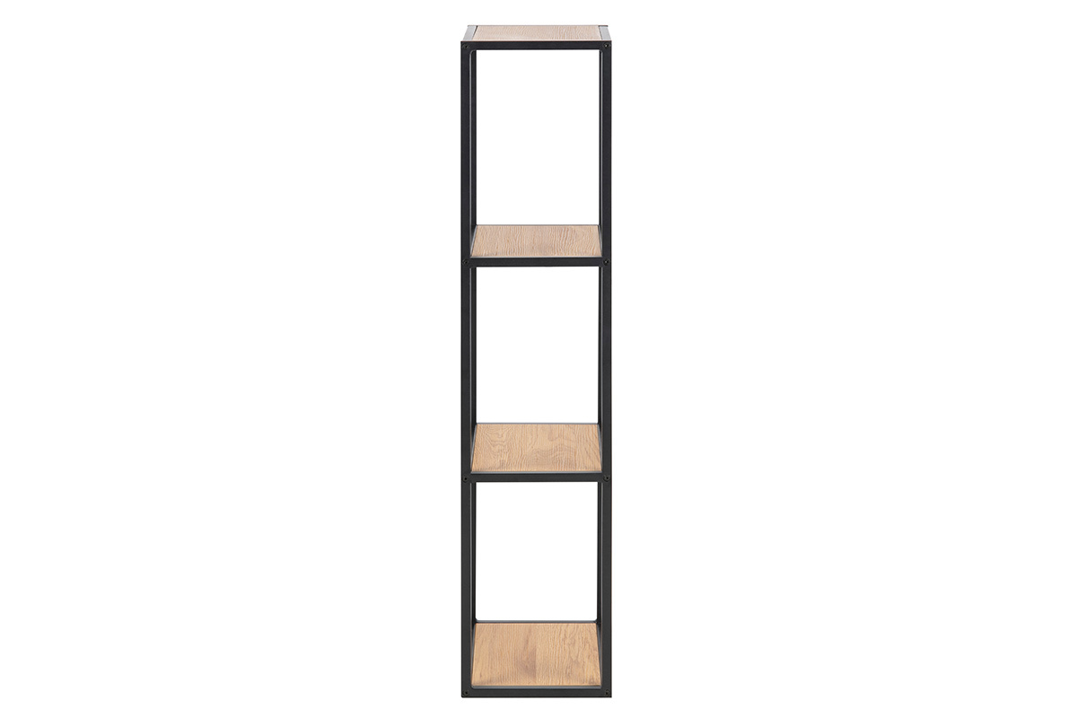 Colonne murale industrielle mtal noir et finition bois chne L37 cm TRESCA