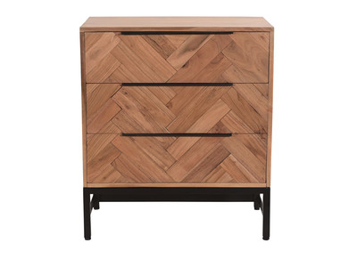 Commode 3 tiroirs en acacia et métal noir STICK - Commode 3 tiroirs en acacia et métal noir STICK