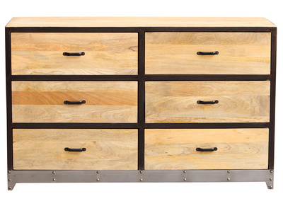 Commode 6 tiroirs bois et m&eacute;tal INDUSTRIA